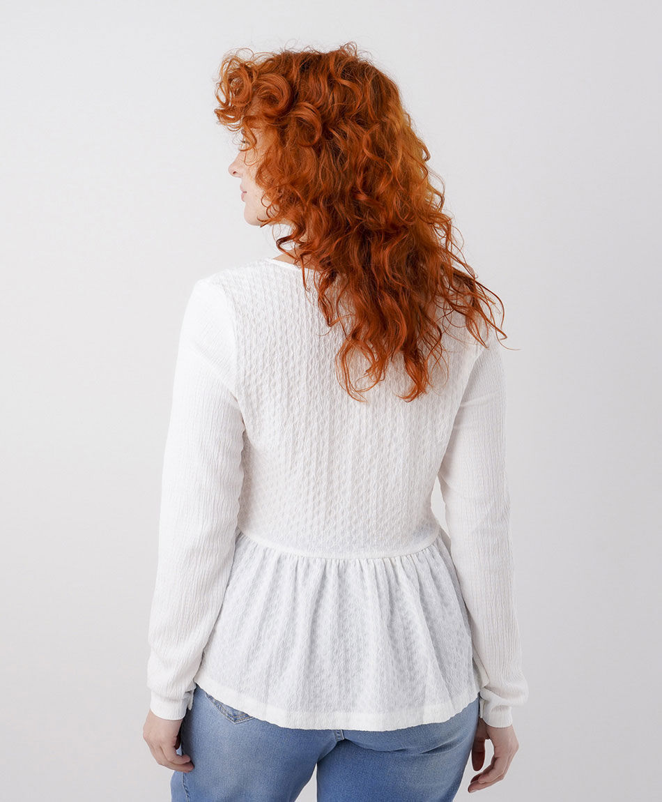 Blusa mujer jacquard botones