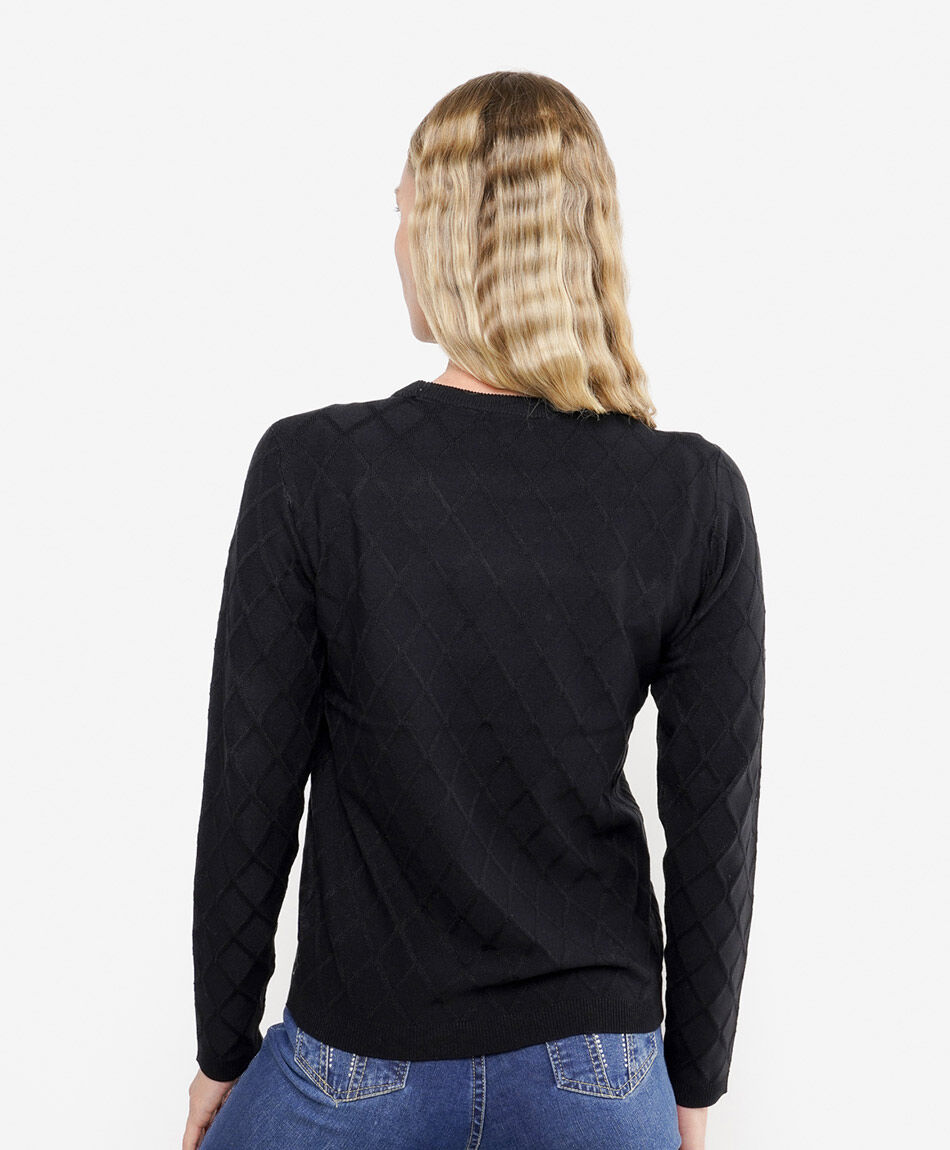 Sweater mujer rombos black