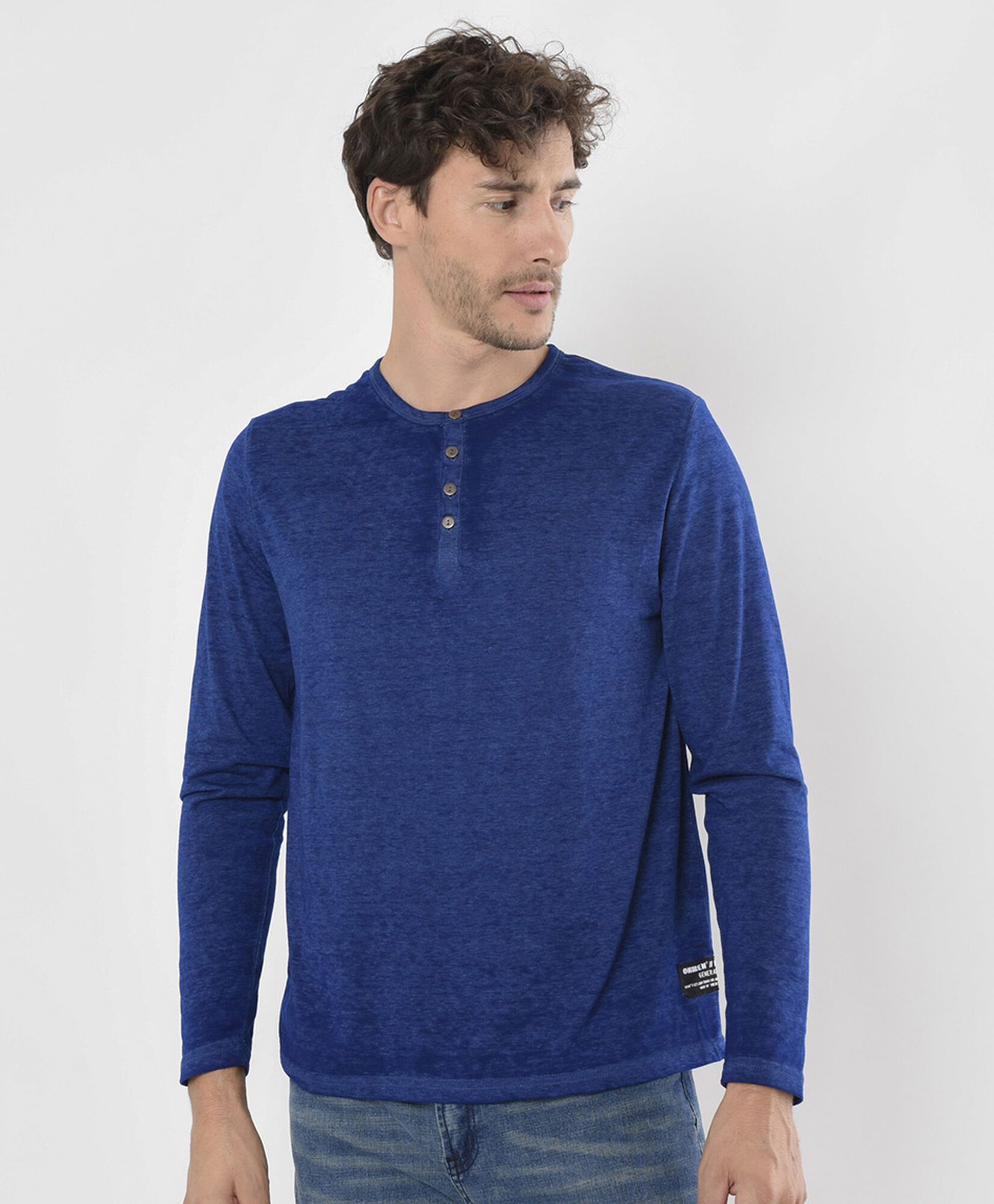 Polera hombre jaspeada botones Polera hombre jaspeada botones