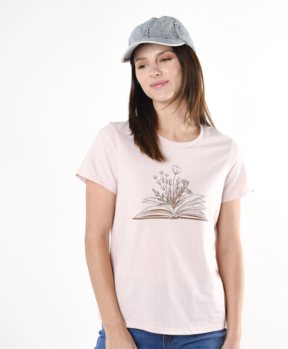 Polera mujer libro con flores