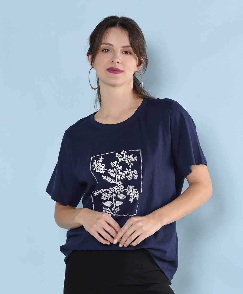 Polera oversize manga corta cuello redondo