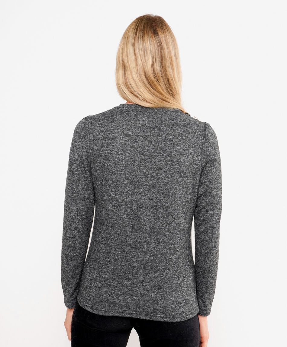 Polera mujer lanosa botones gris