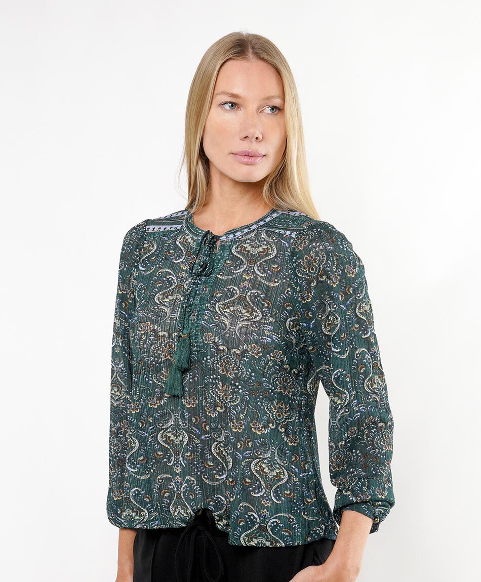 Polera mujer cuello cordones tessels