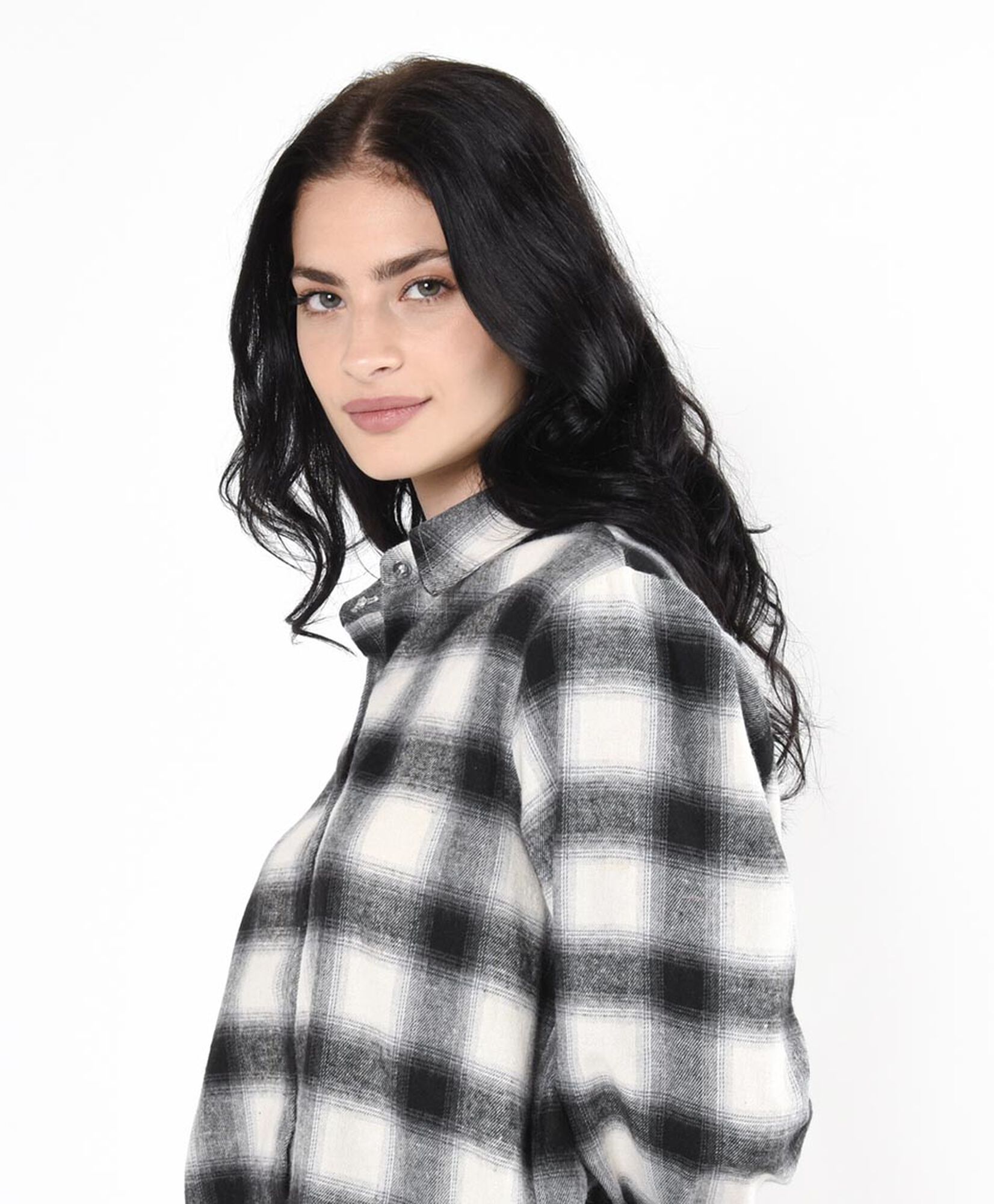 Blusa mujer escocesa blanco y negro Blusa mujer escocesa blanco y negro