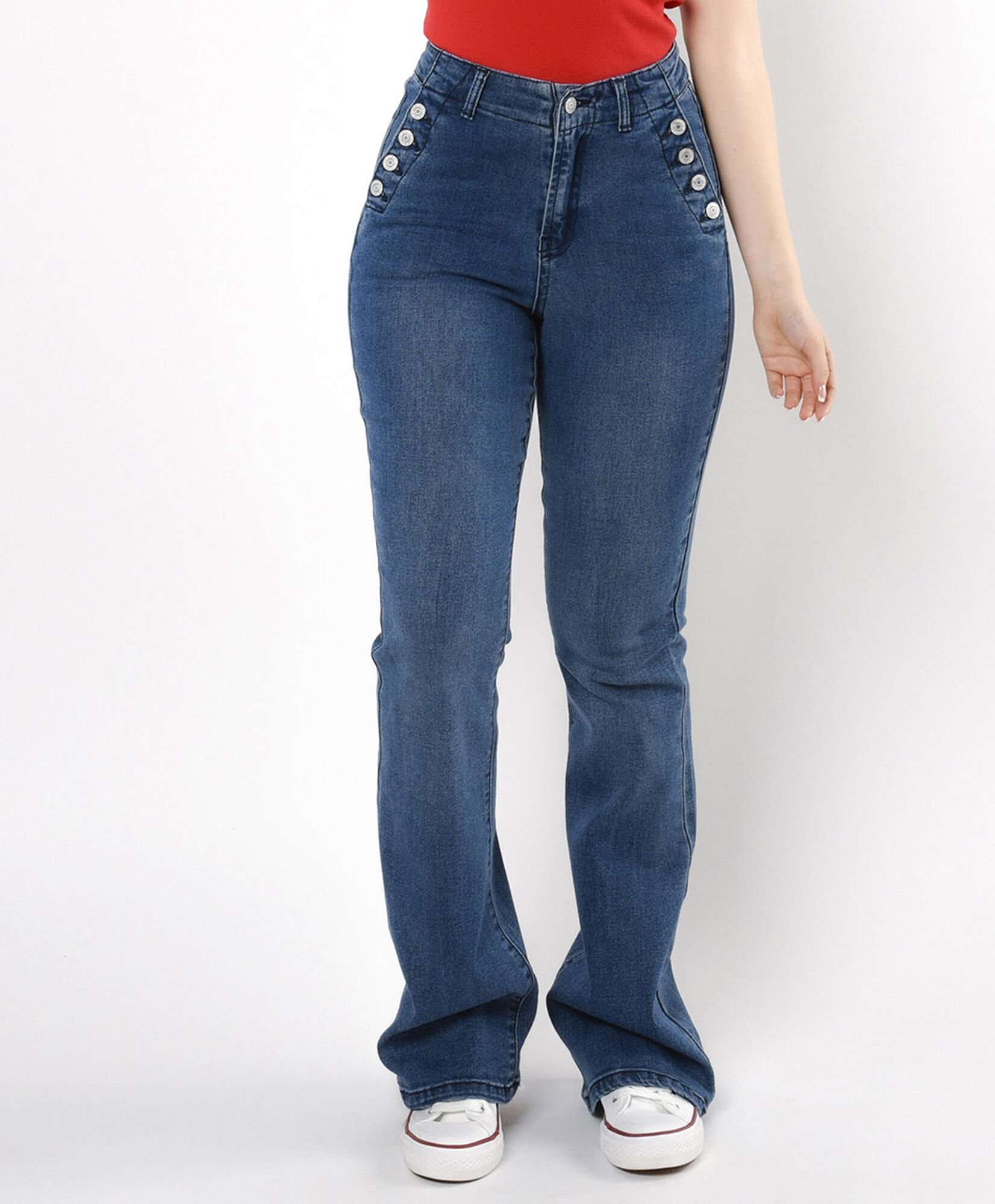 Jeans mujer botones flare Jeans mujer botones flare