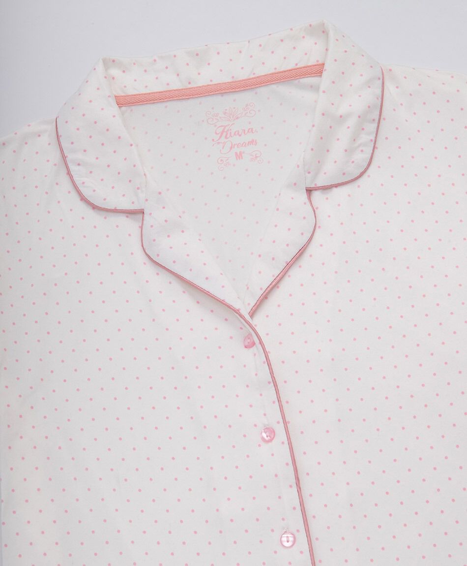 Pijama mujer camisero pink puntitos