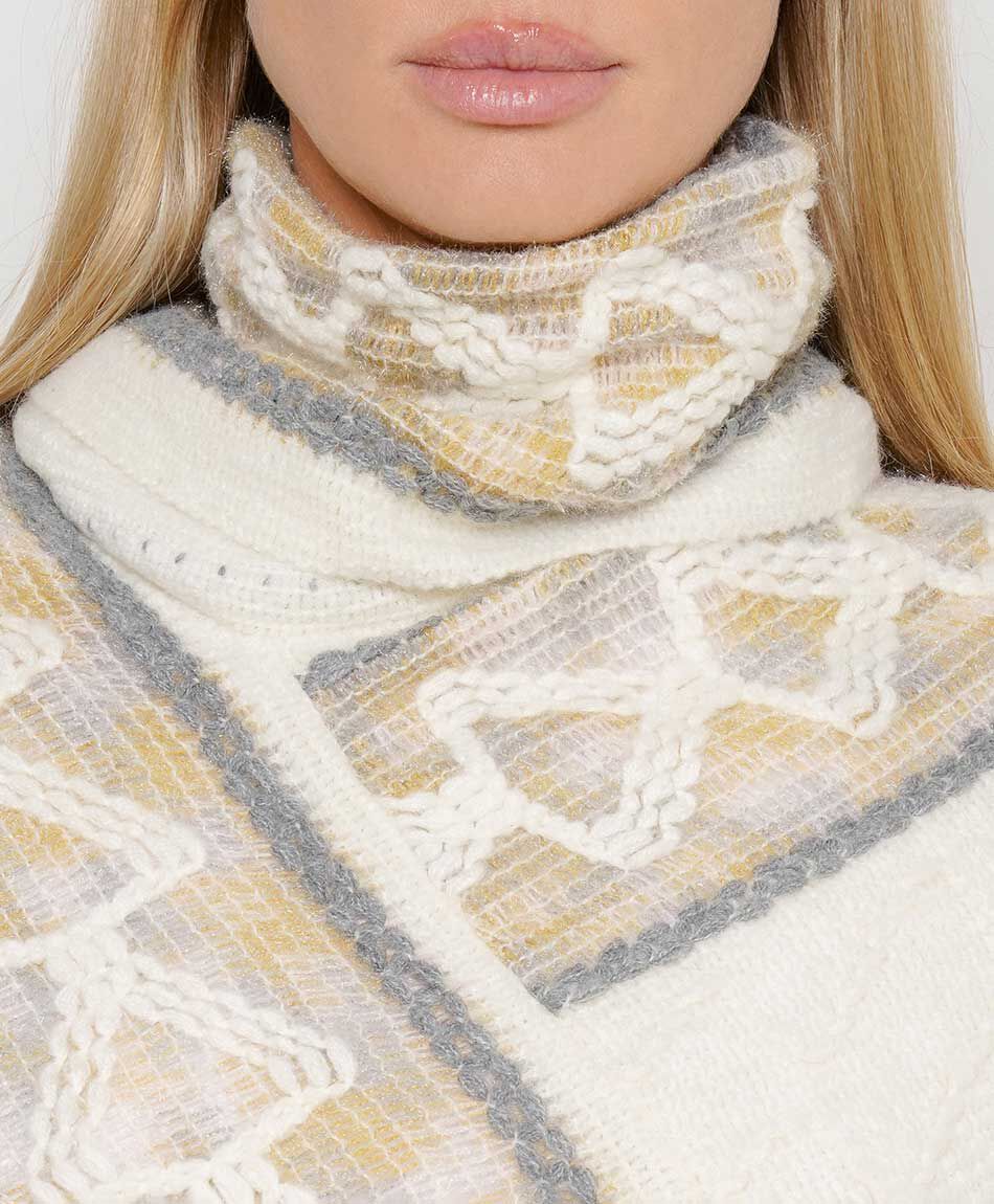 Poncho mujer rombos cuello alto