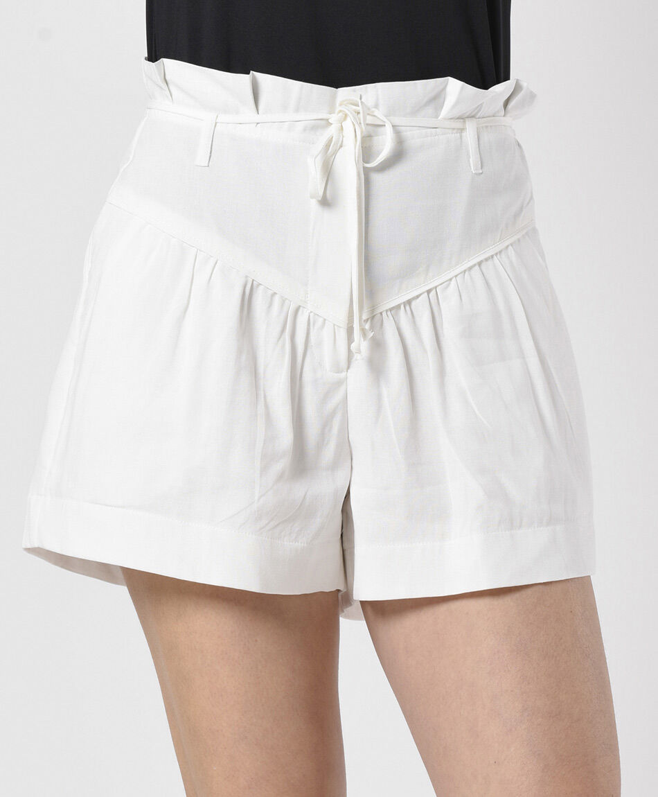 Short mujer lino pinzas y lazo