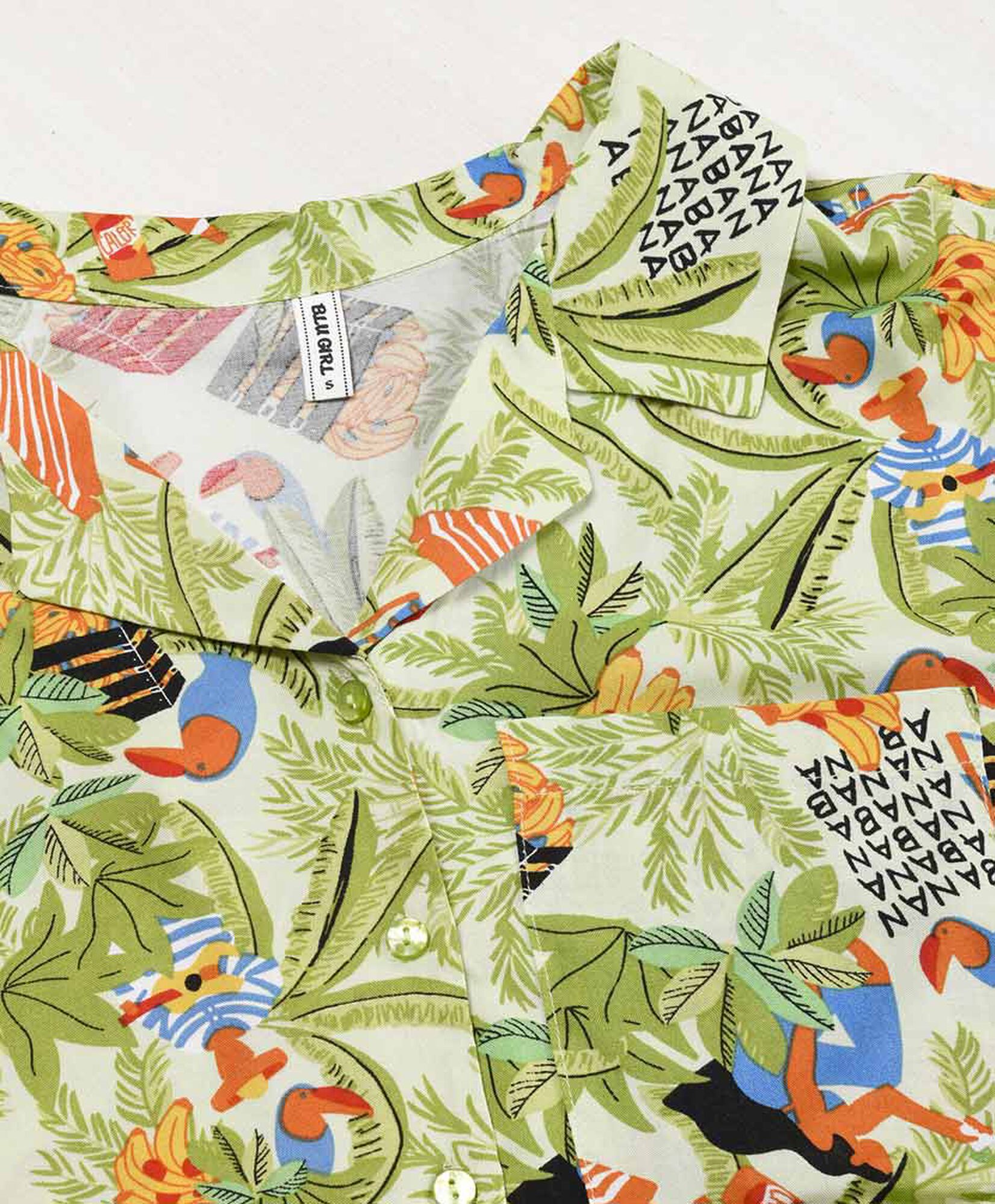 Blusa mujer tropical con bolsillo Blusa mujer tropical con bolsillo