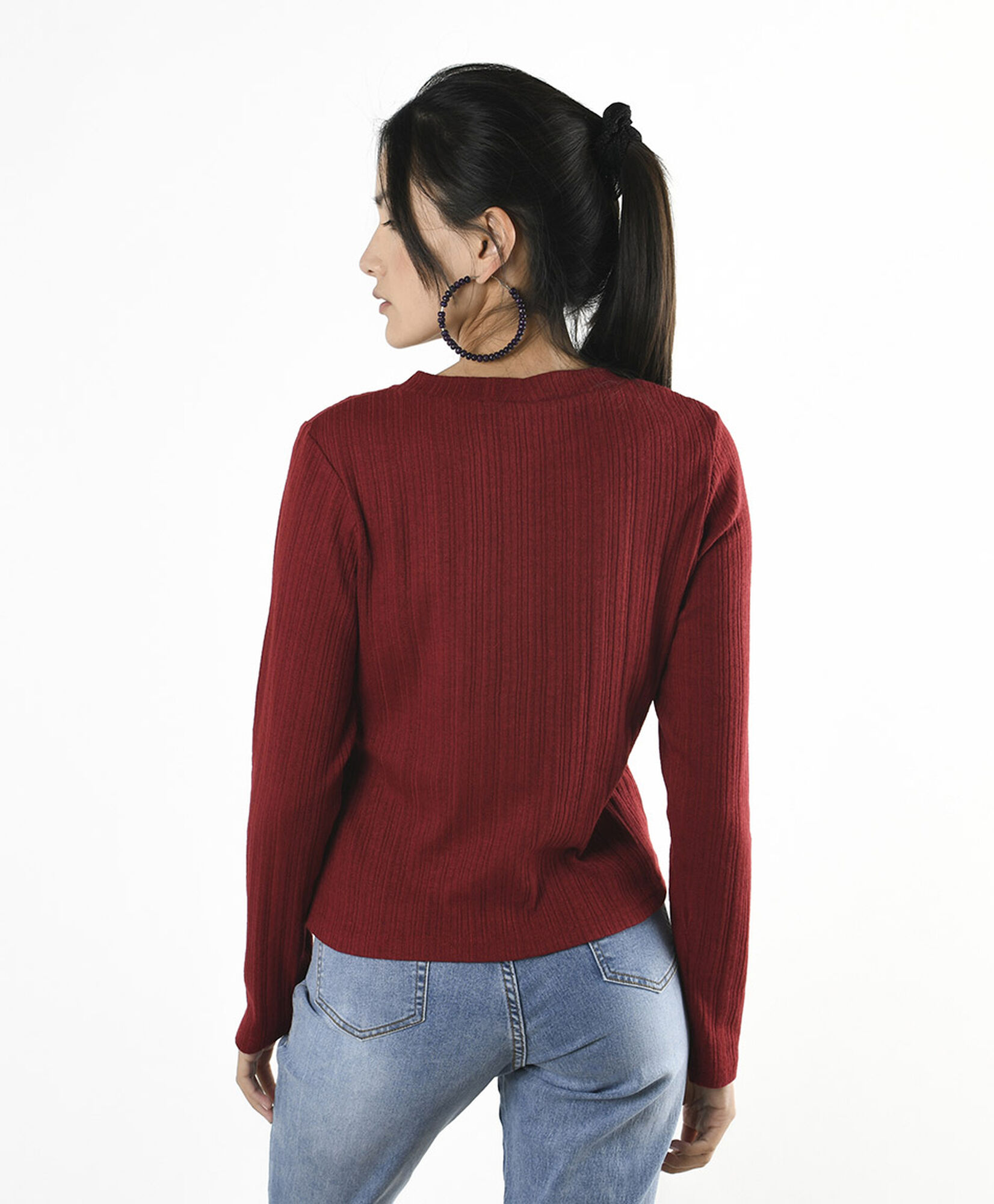 Polera mujer textura burdeo Polera mujer textura burdeo