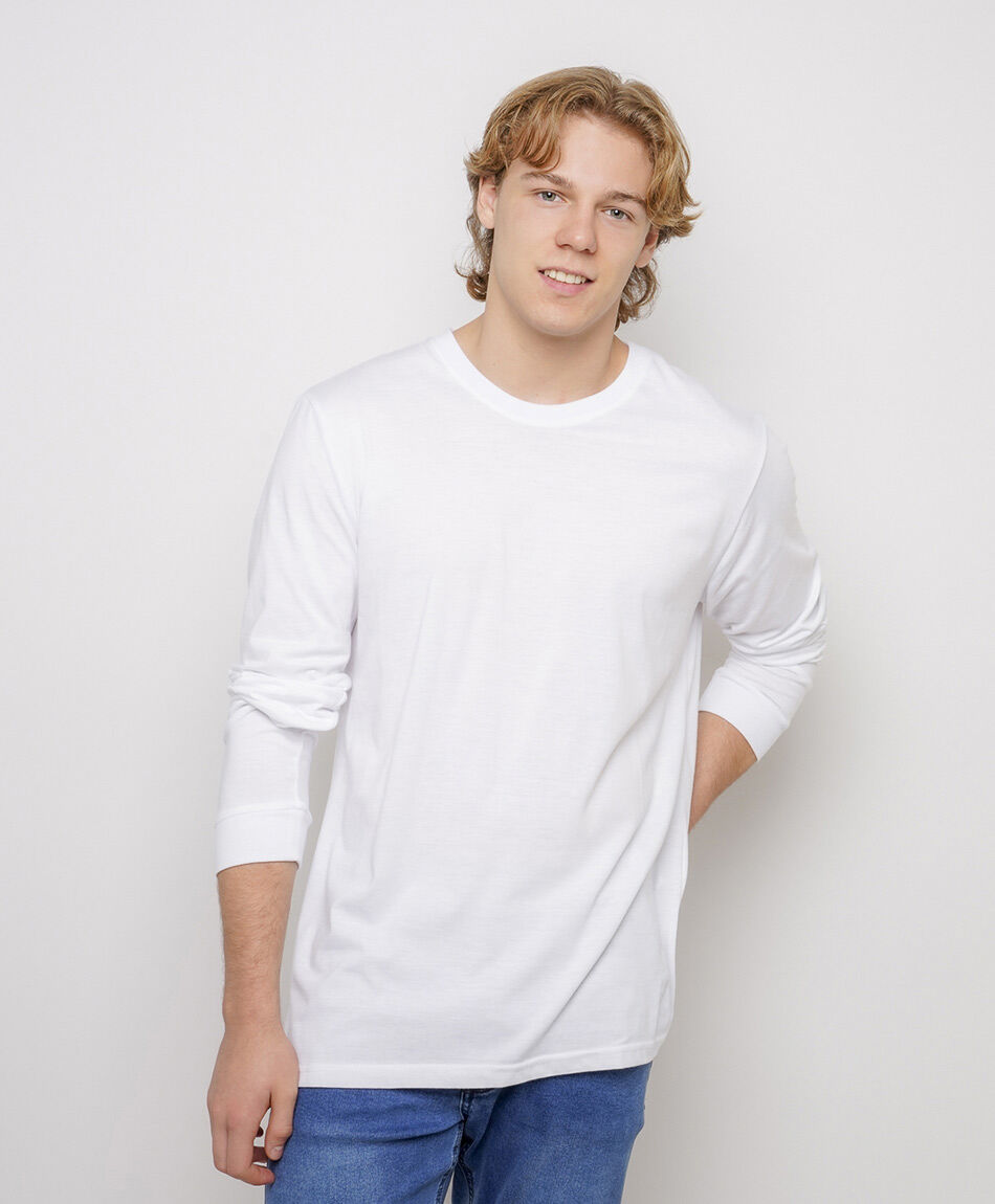 Polera hombre lisa manga larga