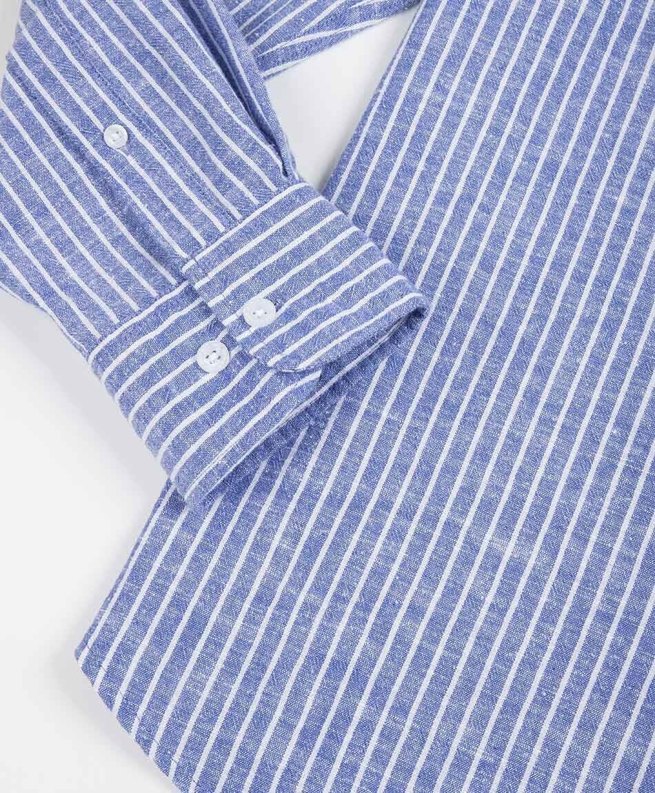 Camisa hombre l&iacute;neas azul