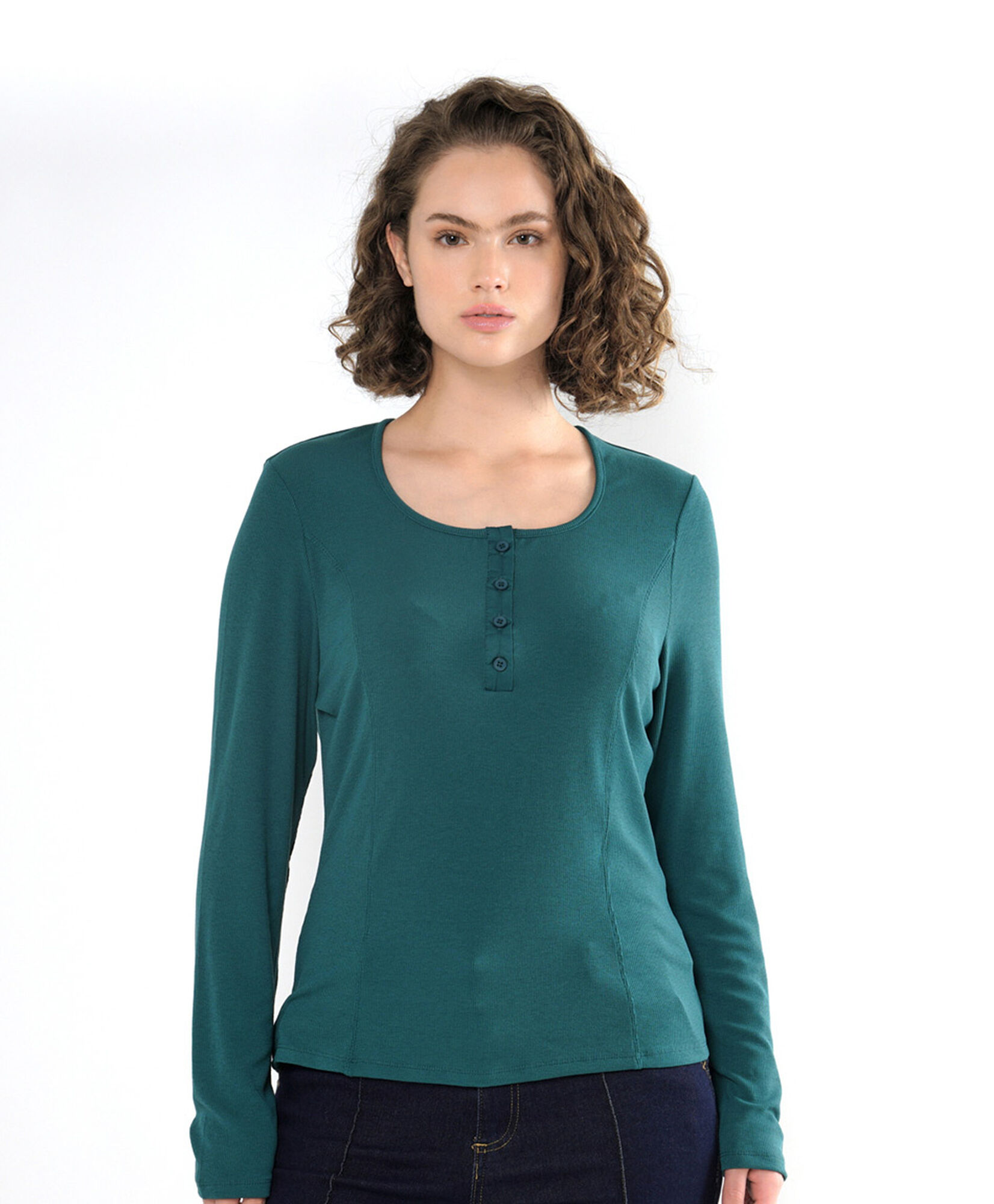 Polera mujer lisa botones Polera mujer lisa botones