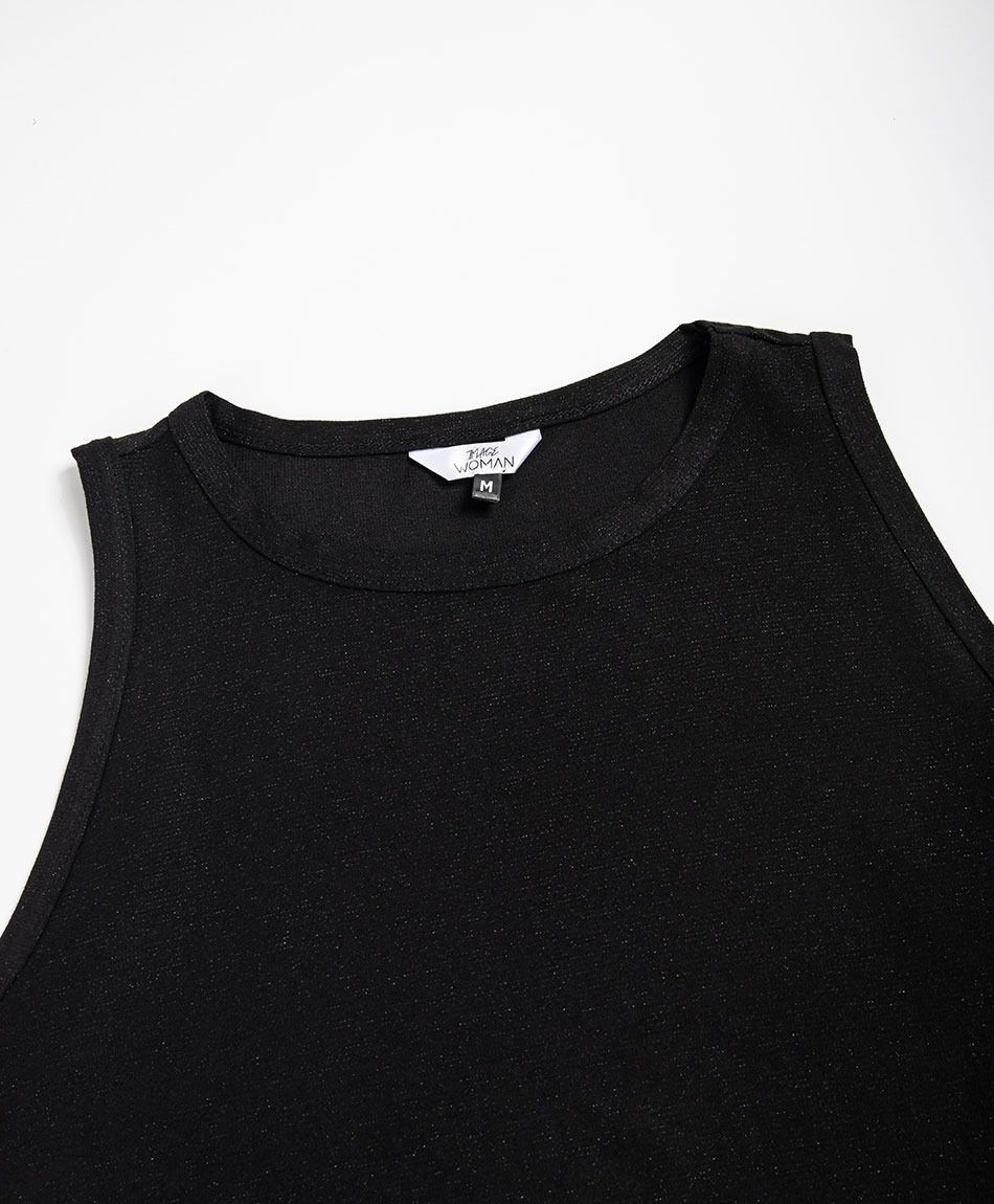 Polera mujer sin mangas brillos