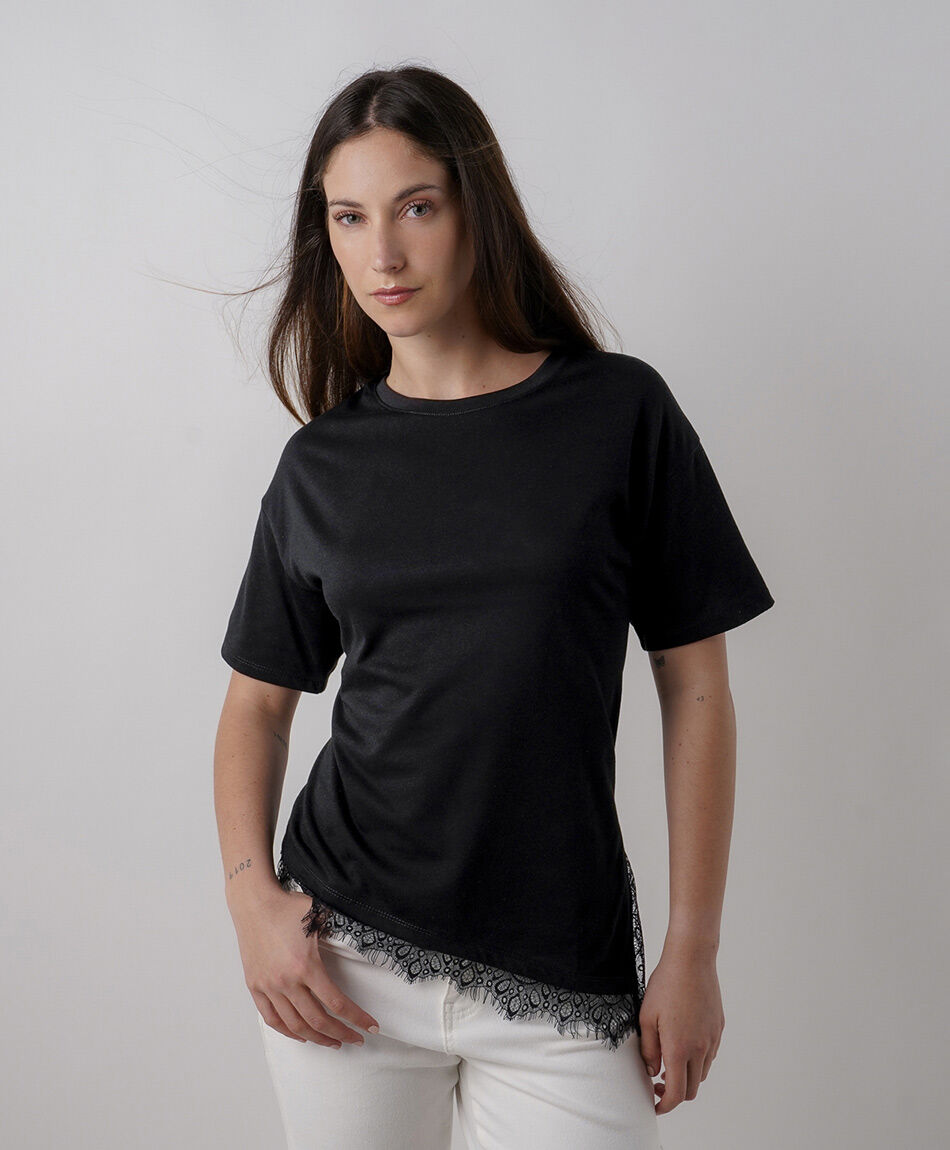 Polera mujer encaje basta