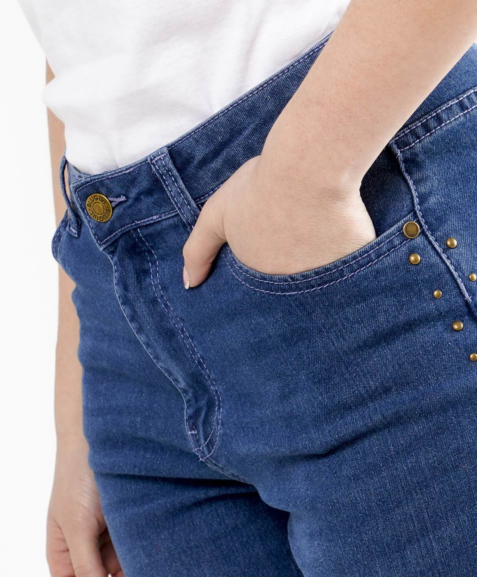 Jeans mujer tachas laterales wide Jeans mujer tachas laterales wide