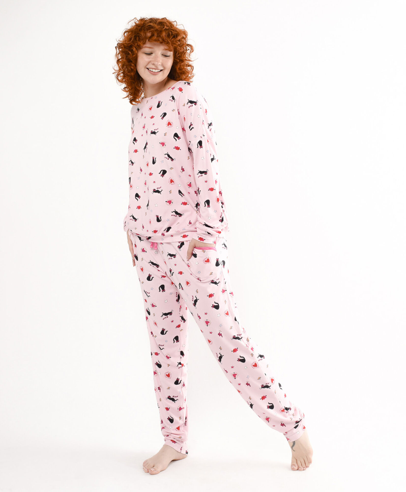Pijama mujer gatitos bolsillos Pijama mujer gatitos bolsillos