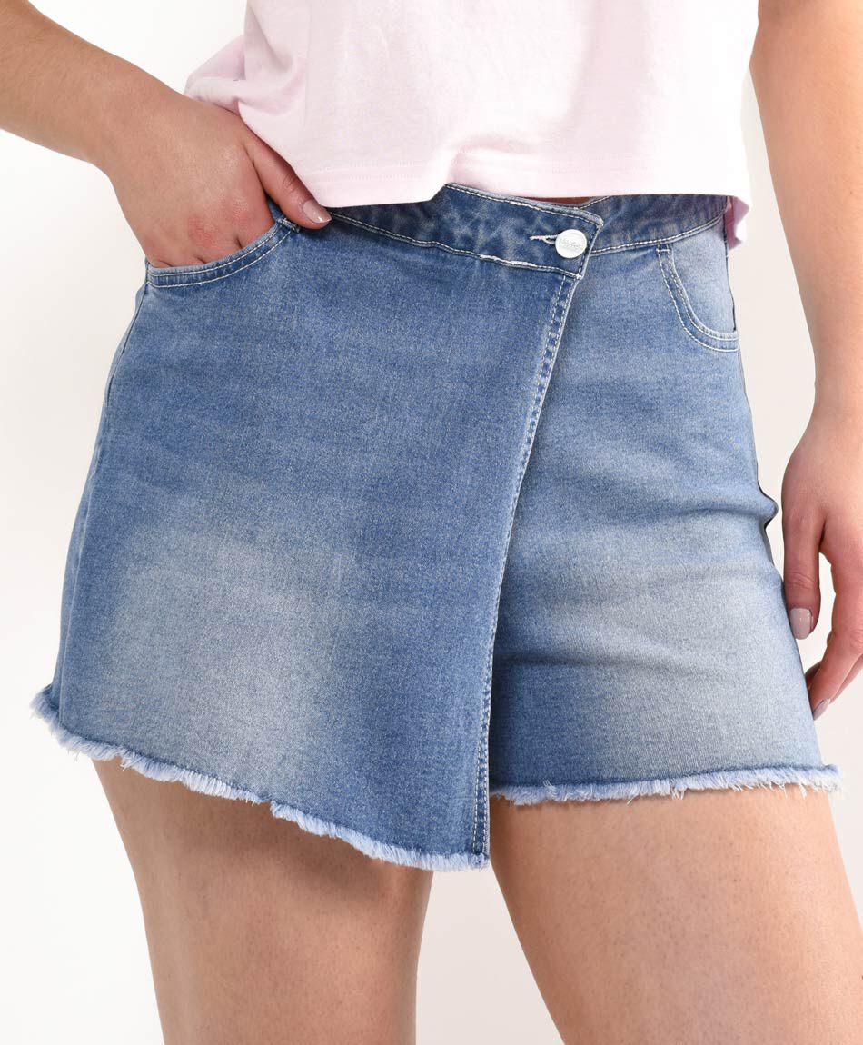 Mini falda mujer denim cruzada