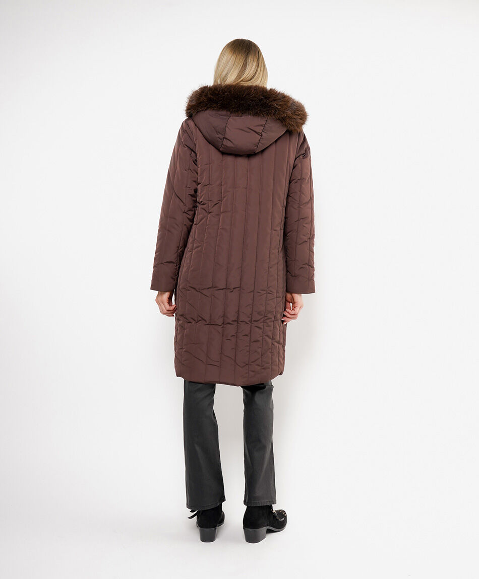 Parka mujer larga pelitos gorro