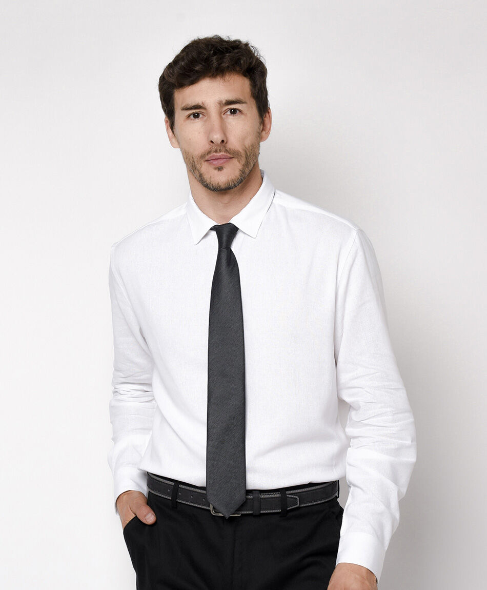 Camisa hombre lino blanca