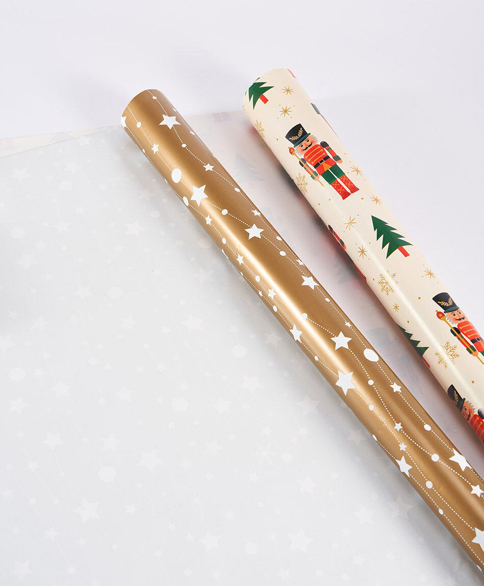 Set 2 papeles de regalo navidad dorado