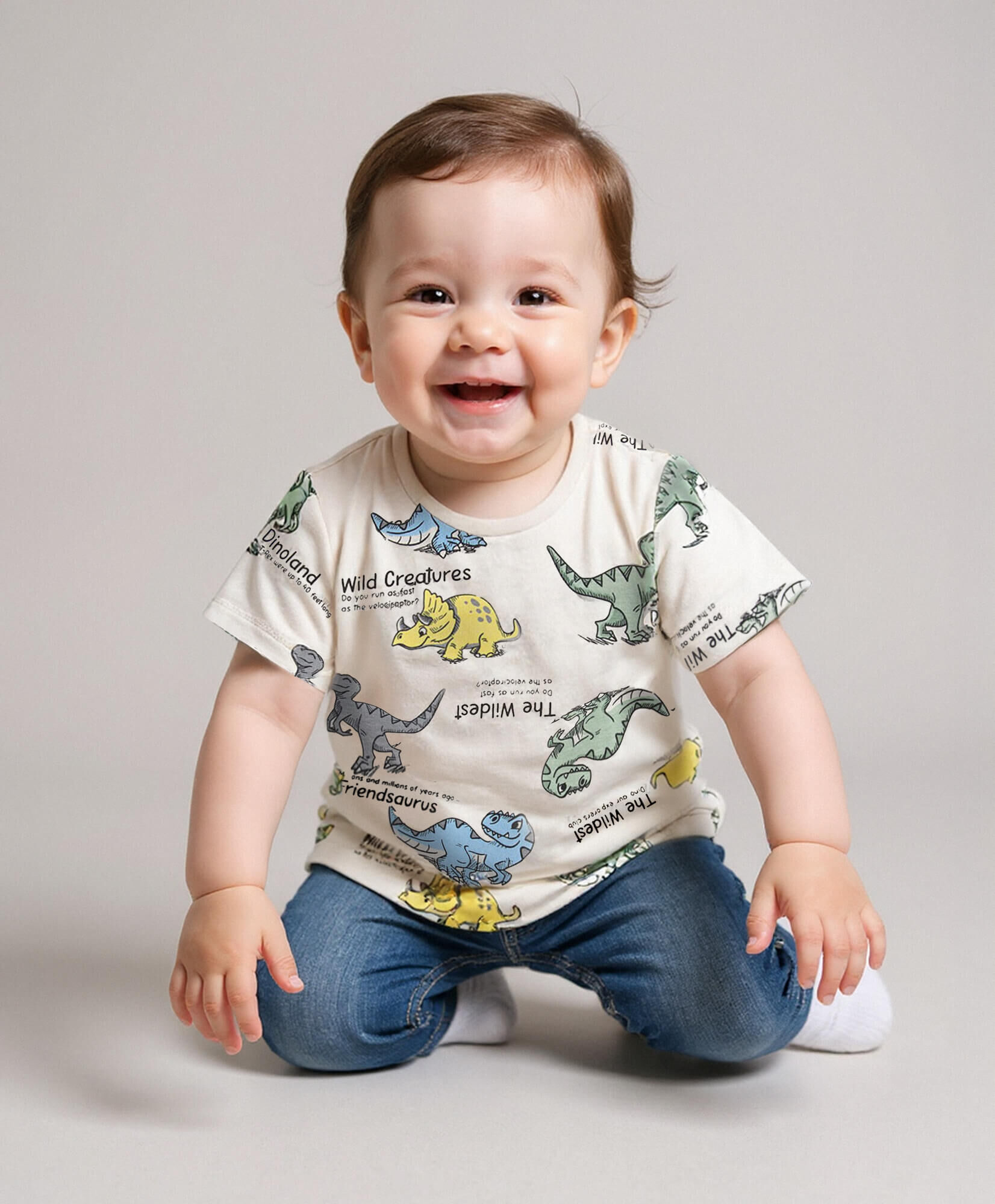 Polera bebé dinosaurios texto Polera bebé dinosaurios texto