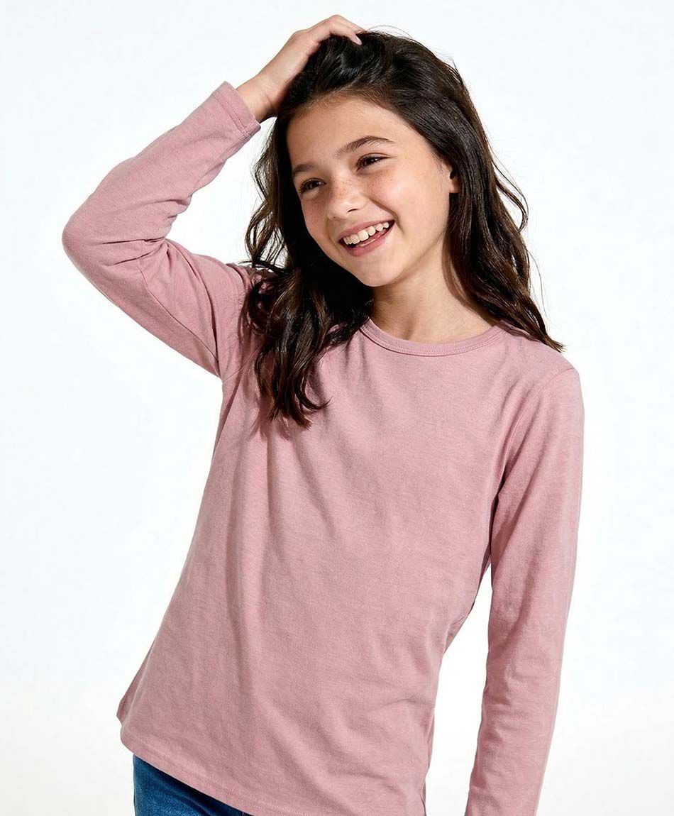 Polera ni&ntilde;a b&aacute;sica manga larga