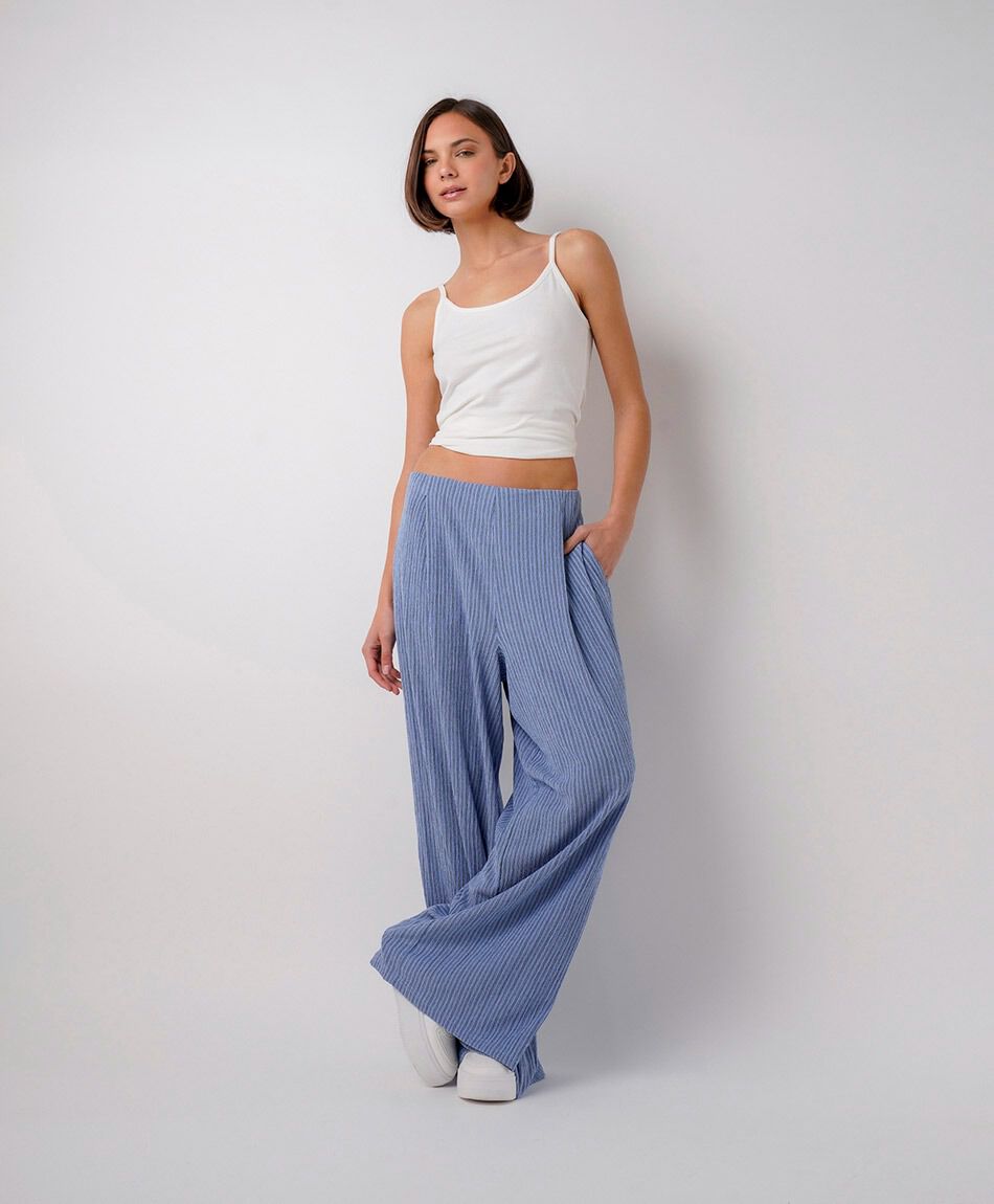 Pantal&oacute;n mujer listas azul