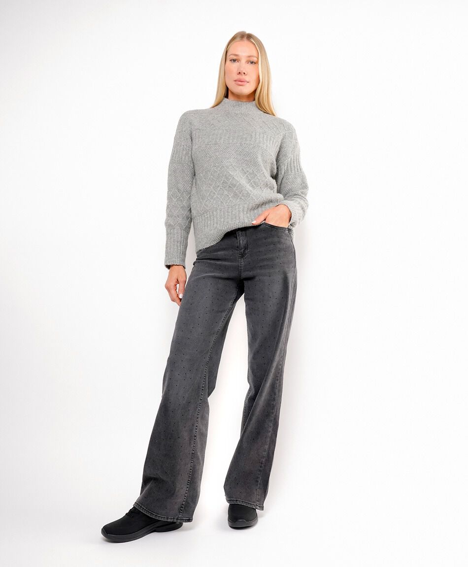 Jeans mujer brillos negros&nbsp;
