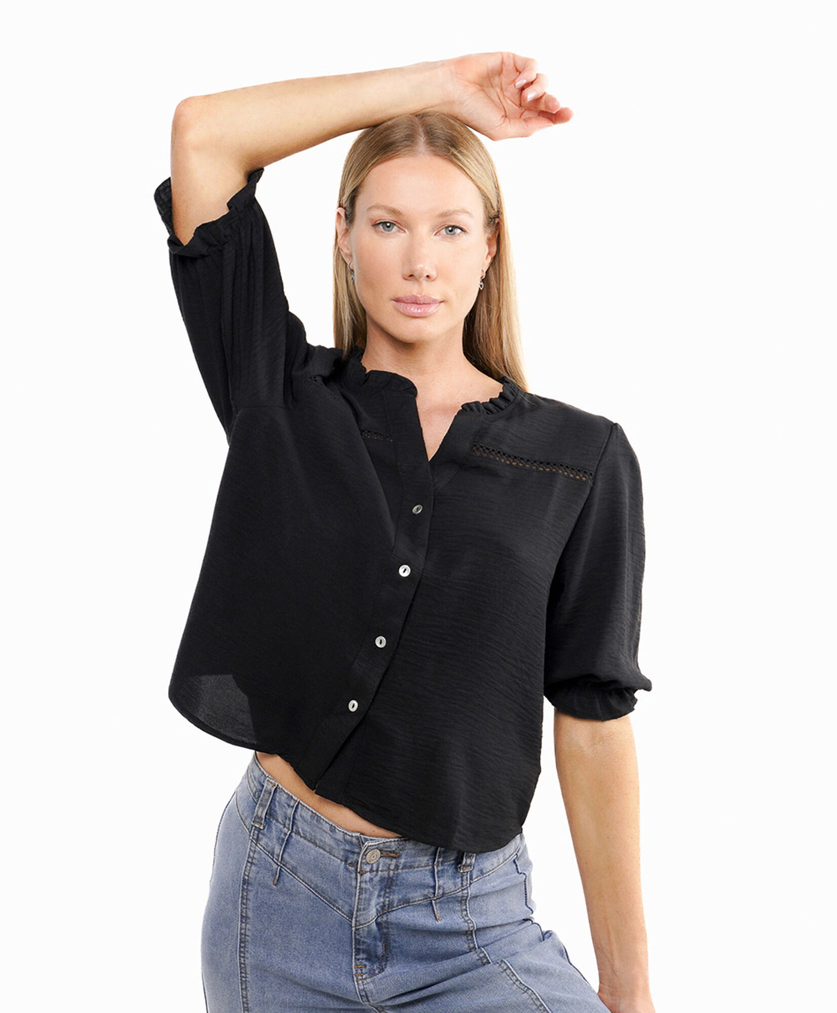 Blusa mujer cuello vuelitos Blusa mujer cuello vuelitos