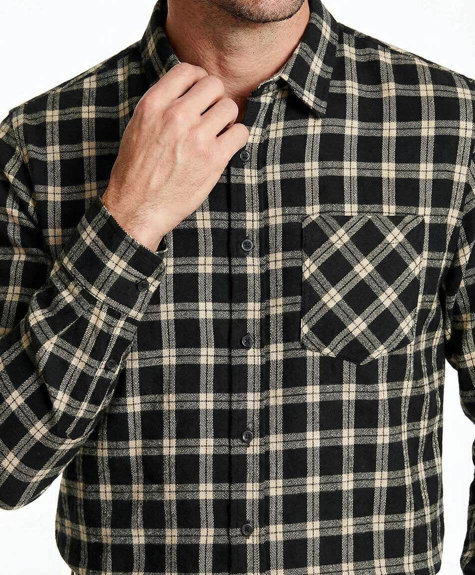 Camisa hombre franela beige