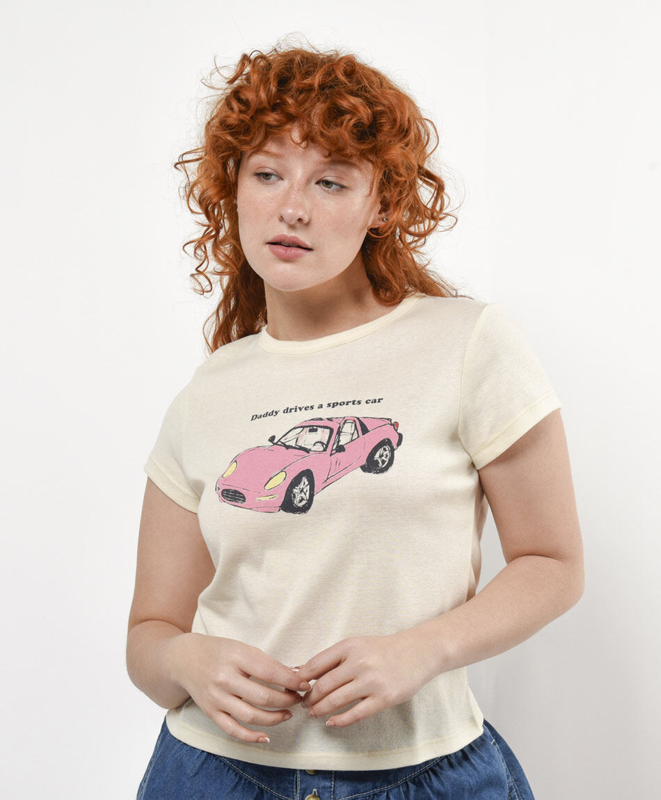 Polera mujer estampado auto