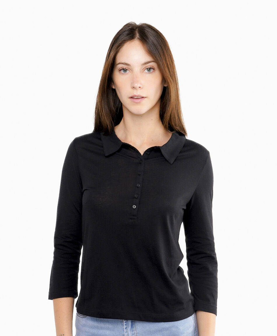 Polera mujer dise&ntilde;o botones black