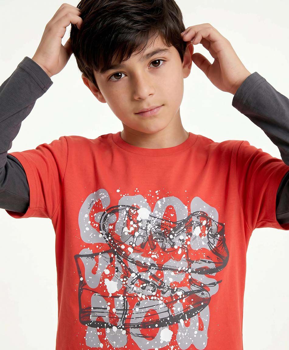 Polera ni&ntilde;o manga larga good vibes