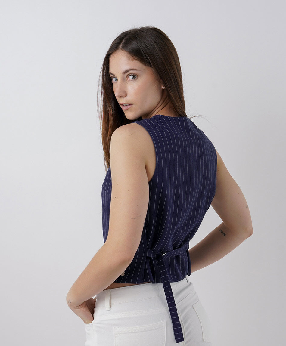 Vest mujer rayas lino