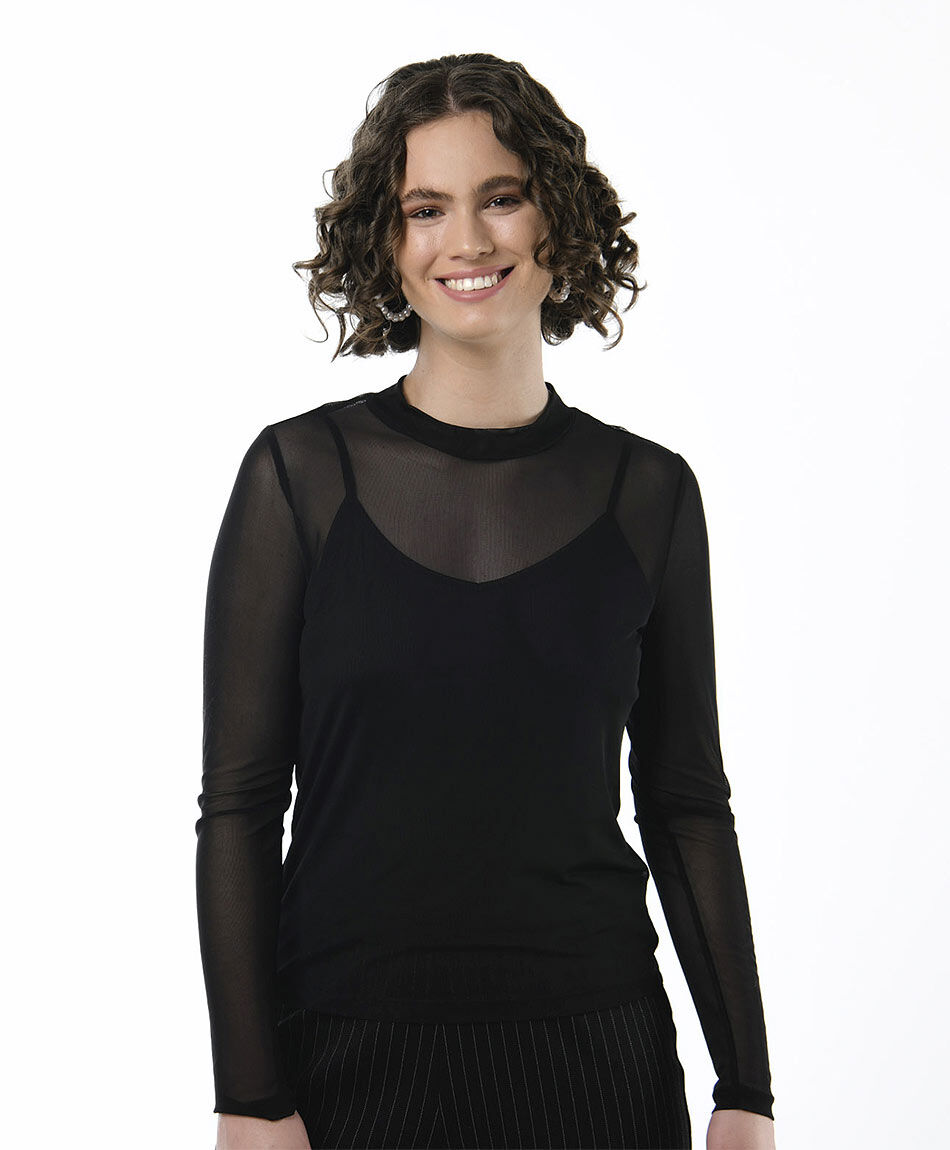 Polera mujer mesh doble