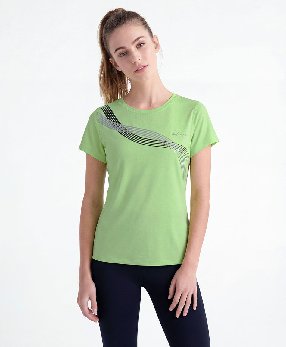 Polera deportiva mujer ondas verde