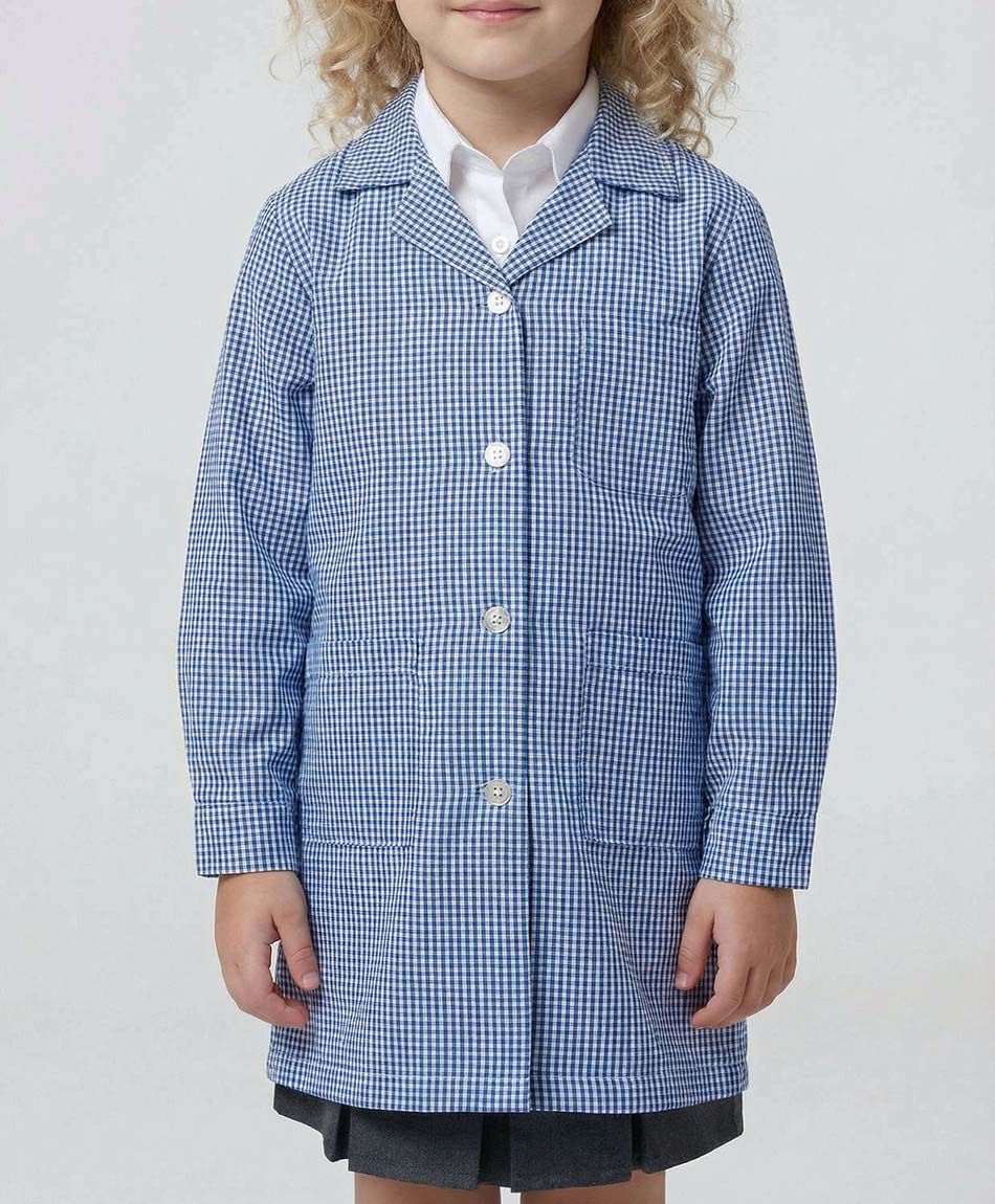 Delantal escolar azul cuadrille