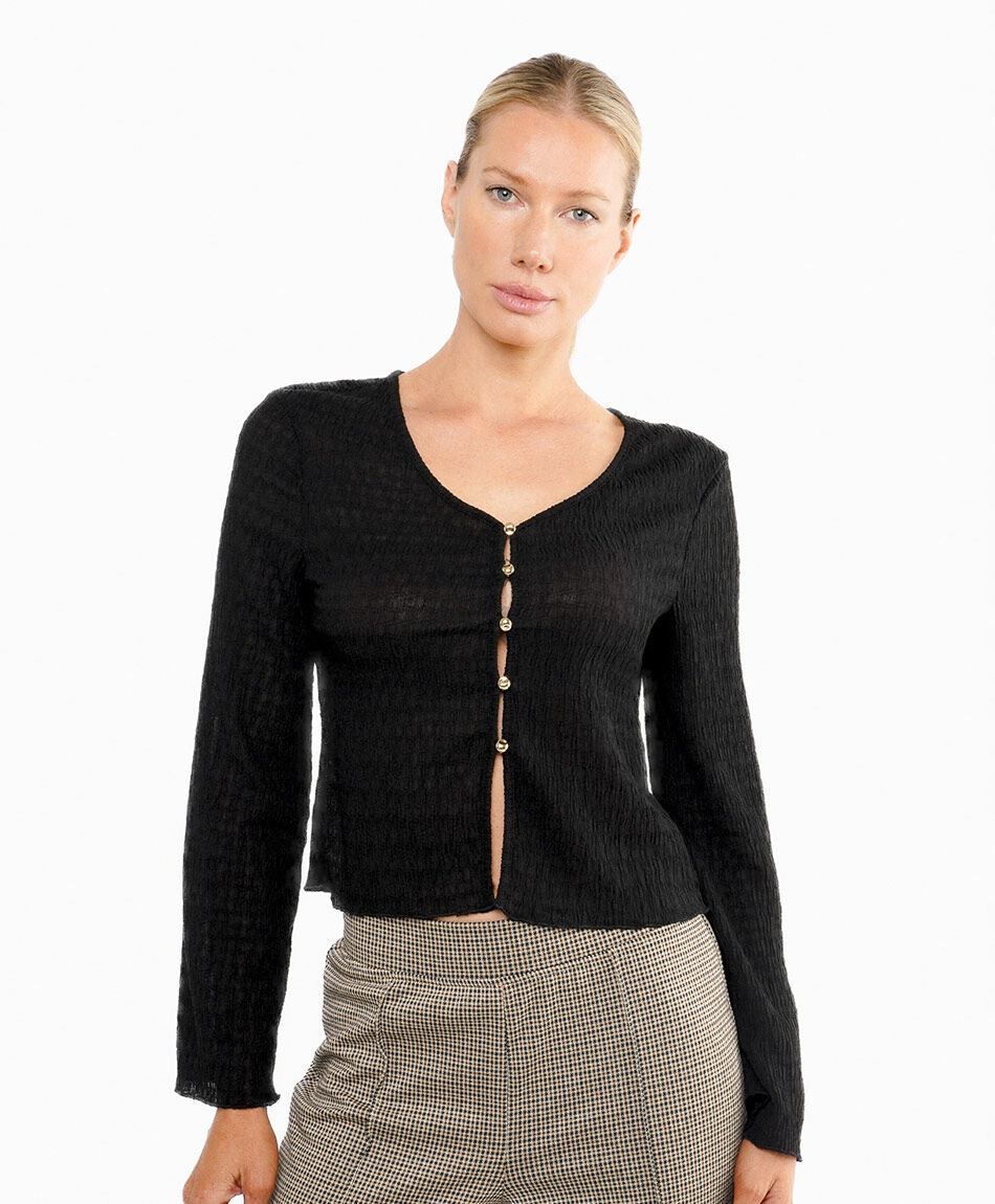 Polera mujer botones dorados