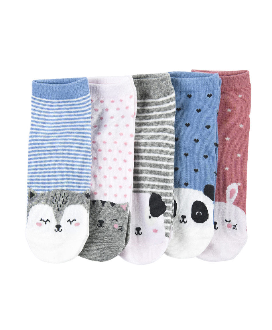 Pack 5 calcetines mujer caras de animales