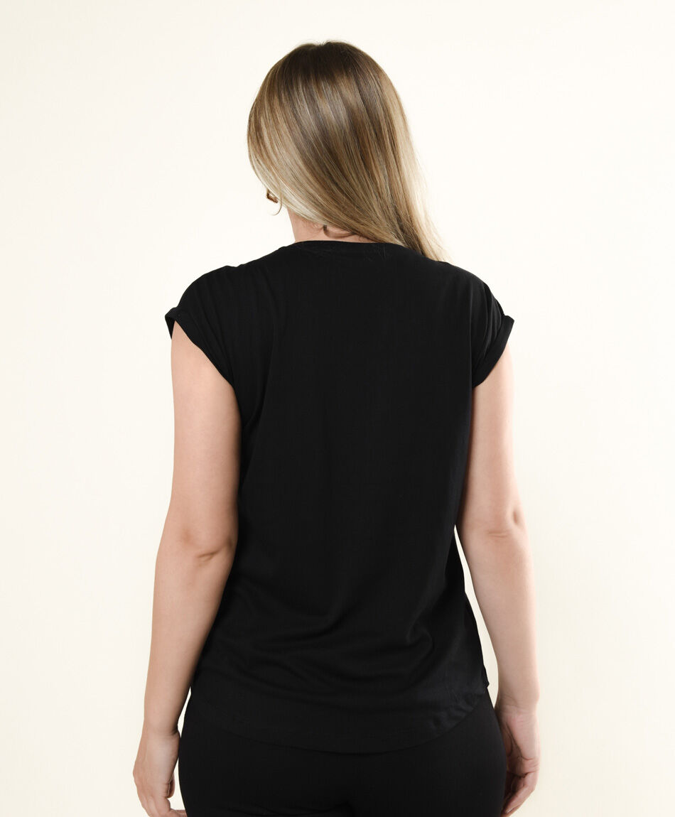 Polera mujer estampado metalizado