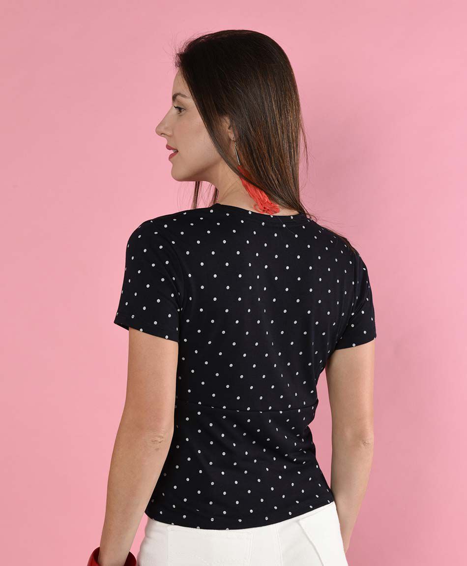 Polera manga corta cuello cruzado