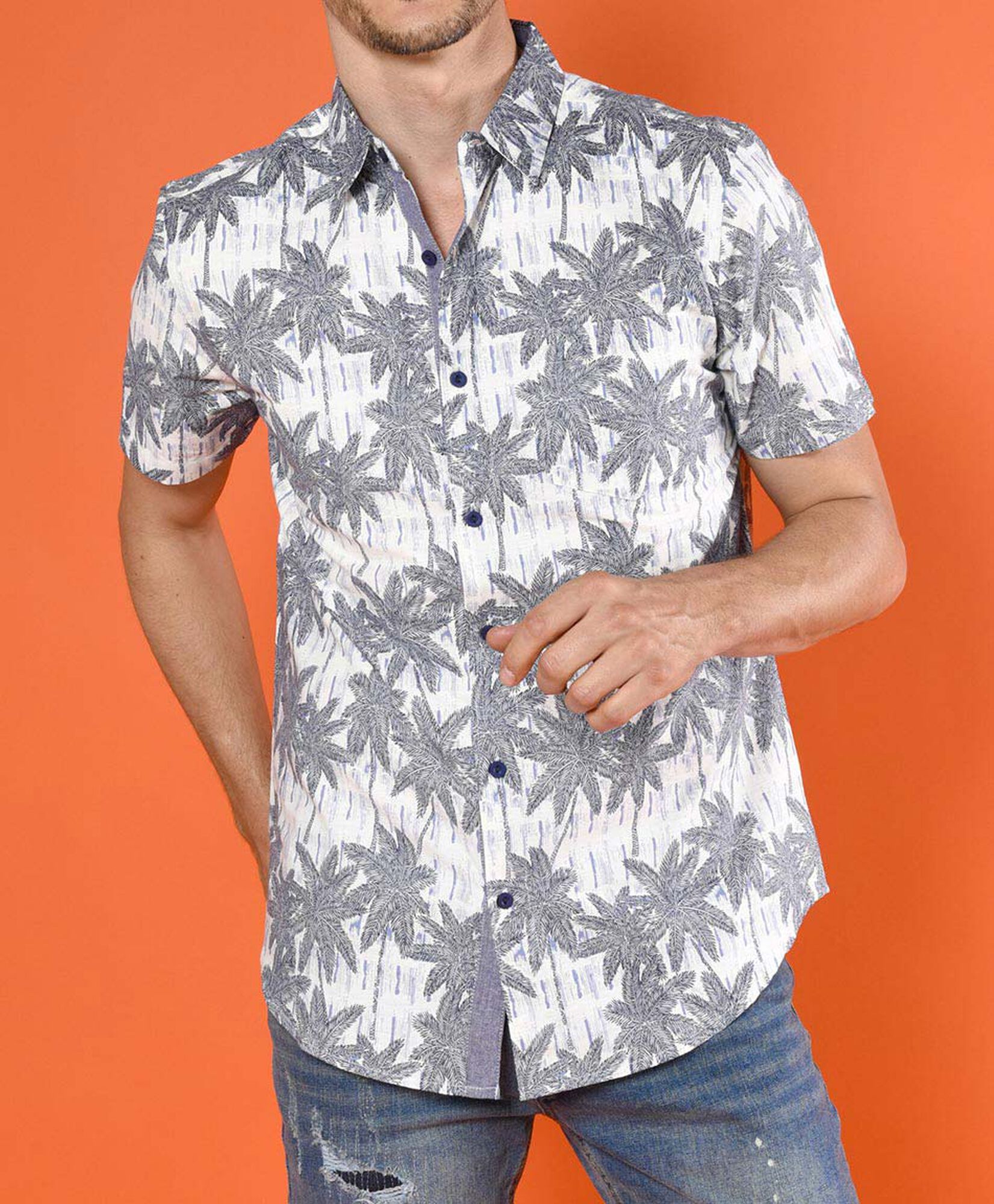 Camisa palmeras manga corta Camisa palmeras manga corta