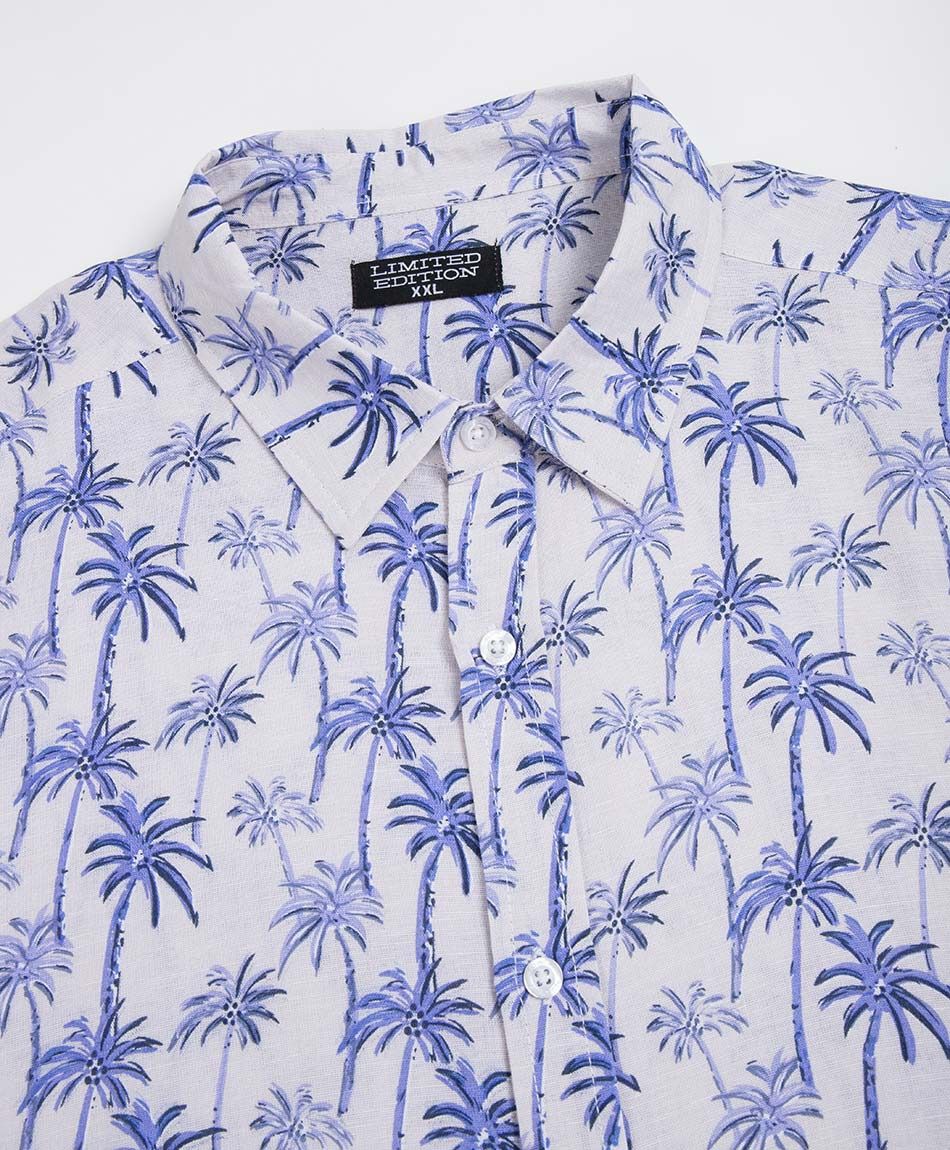 Camisa hombre palmeras lino