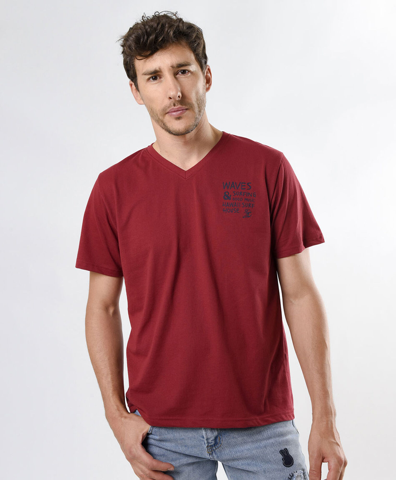 Polera hombre doble estampado surf Polera hombre doble estampado surf