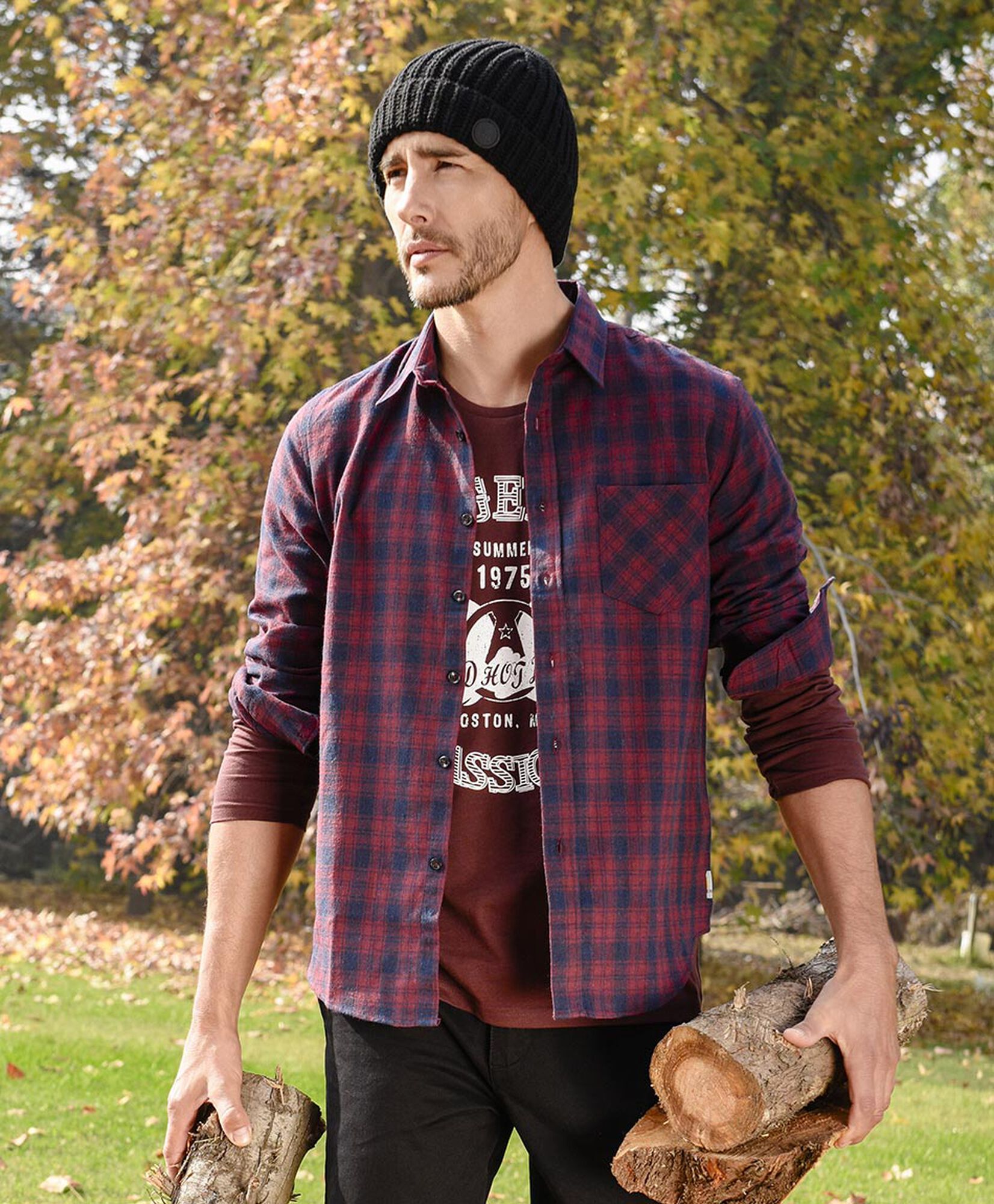 Camisa hombre cuadrillé burdeo Camisa hombre cuadrillé burdeo