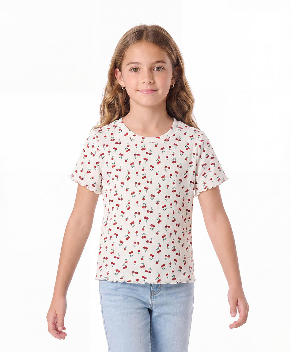 Polera ni&ntilde;a canal&eacute; cerezas