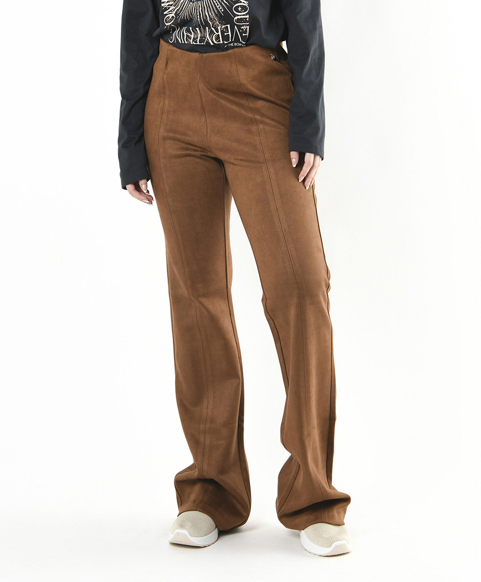 Pantalón mujer suede café wide Pantalón mujer suede café wide