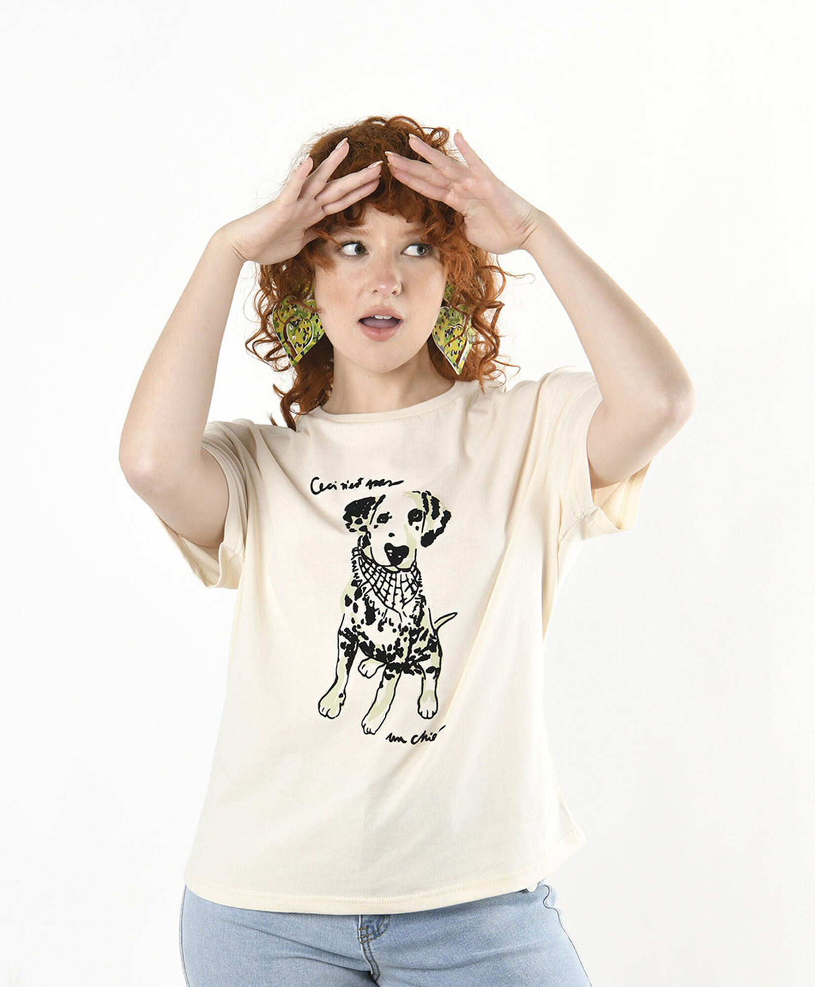 Polera mujer estampado perrito Polera mujer estampado perrito