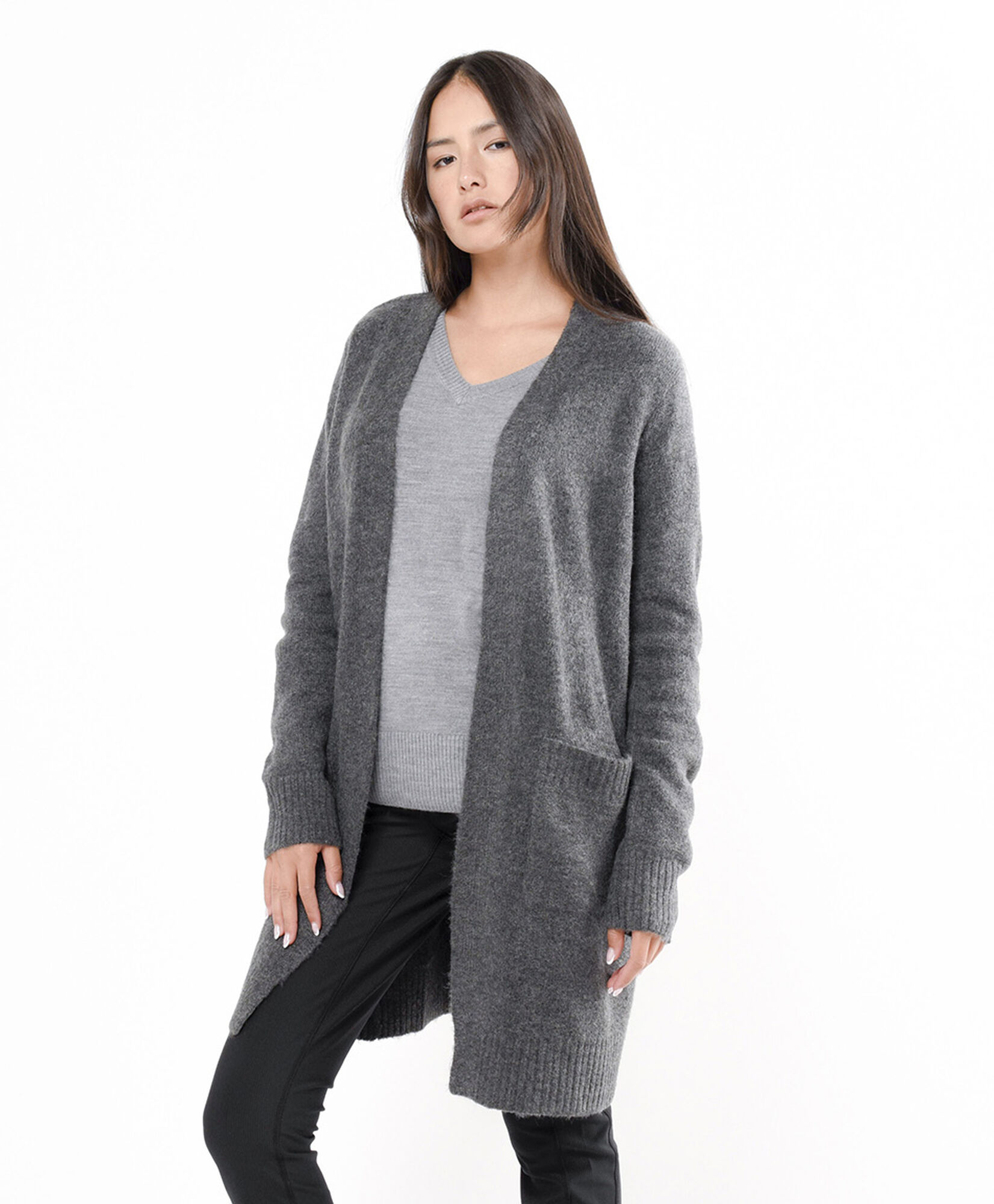 Cardigan mujer largo gris Cardigan mujer largo gris